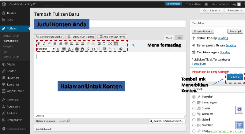 cara membuat artikel di wordpress